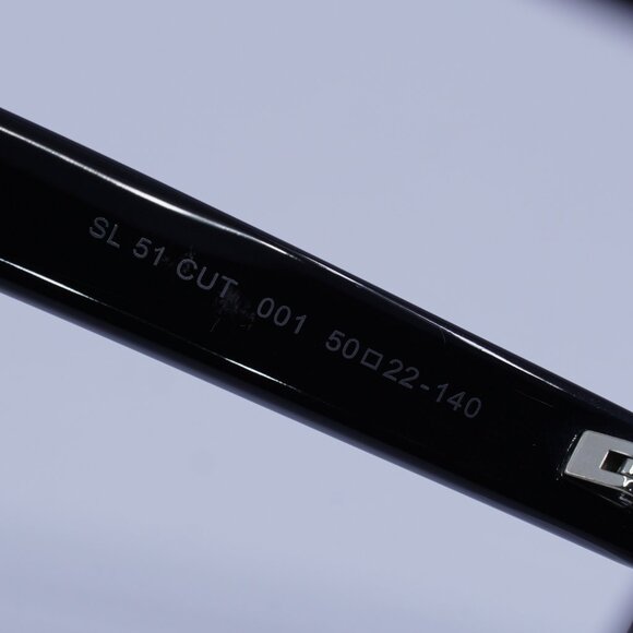 Saint Laurent SL 51 CUT 001 Sunglasses Black/Silver Square Frame, Black Lenses - Picture 6 of 10